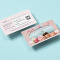 Gift card with macaron design on a light blue background